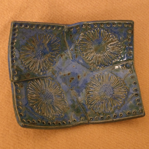 Handmade Ceramic Floral Folded Bowl - Picture 2 of 5